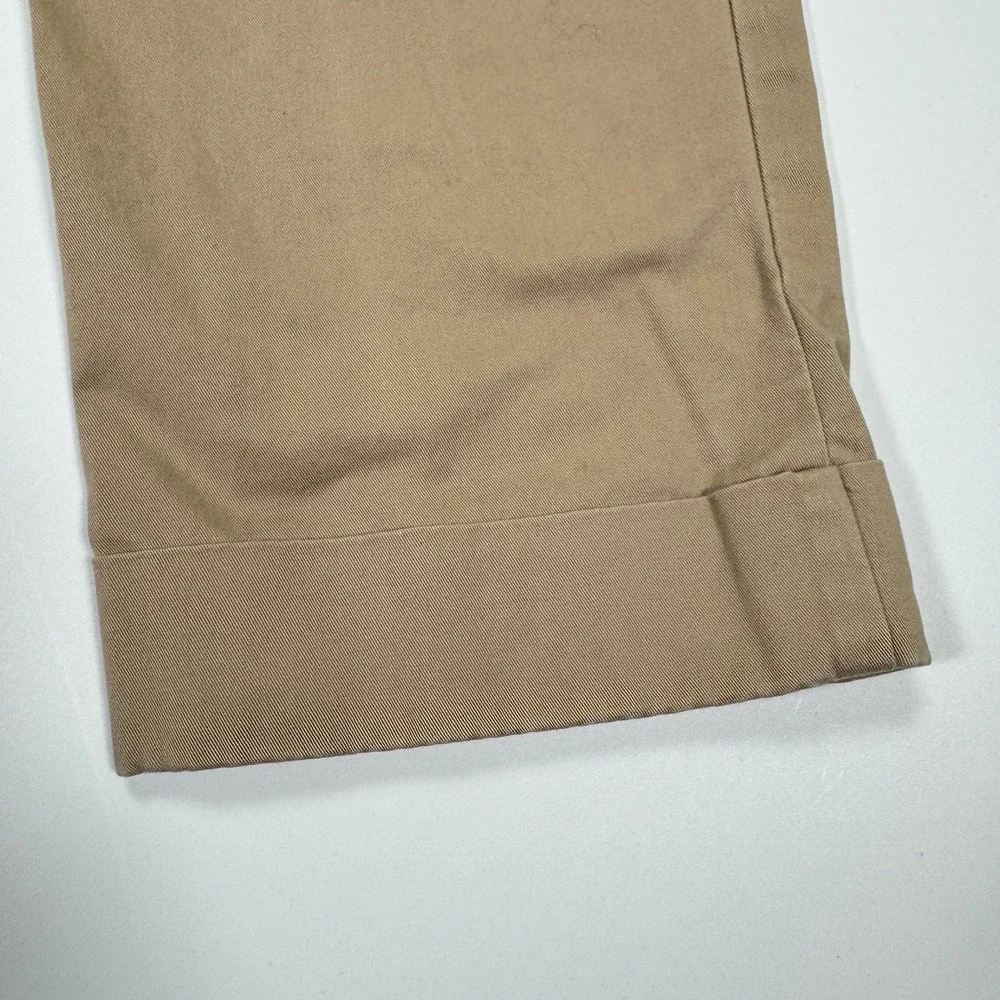 Polo Ralph Lauren Mens 34x32 Tan Stretch Chino Pants Flat Front Cuffed Hem